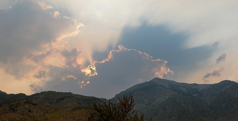 Colorful sunset over mountain top