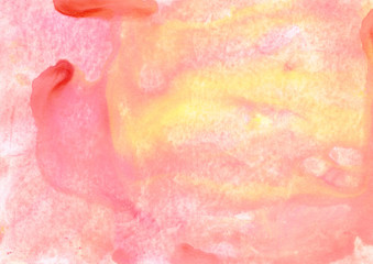 Abstract fluid art acrylic wallpaper. Color splashing on paper. Aquarelle texture. Handmade original wallpaper. Beautiful pink, orange, yellow and white creative print. Cosmic texture. Original art