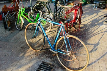Antique bicycles for sale at the flea market of Monastiraki in Athens, Greece, December 2 2018.
