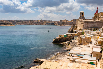 Valletta is the current capital of Malta. A view on the bay and the Grand Harbour. 