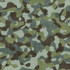 Seamless camouflage pattern. Green camouflage for hunting and fishing. Woodland camouflage.