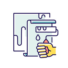 Wall painting RGB color icon. Painting walls with roller. Hanging wallpapers. Doing home repairs. Room renovation and decoration. Home remodeling and maintenance. Isolated vector illustration