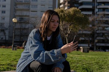 Social media concept, woman with mobile smartphone. covid 19 