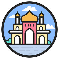 
A place of worship for muslims, mosque in editable style 

