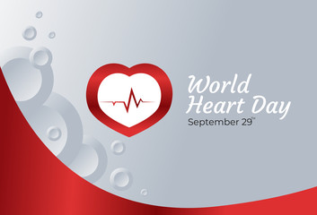 Flat Design Illustration Of World Heart Day Templates, Design Suitable For Posters, Backgrounds, Greeting Cards, World Heart Day Themed

