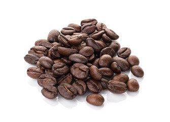 roasted coffee beans isolated on a white background
