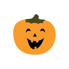 Happy Halloween Pumpkin. Flat design style. Vector illustration isolated on white background. Great for holiday design, banners, cards, prints, textiles, logo, labels, and more creatives ideas.