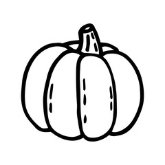 Pumpkin line art. Old school tattoo. Halloween design element, icon, sticker. Holiday ink stamp, silhouette, decoration. Witchcraft.