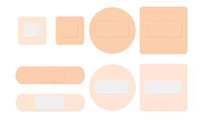Set of medical bactericidal plaster. Medical plasters isolated on white background
