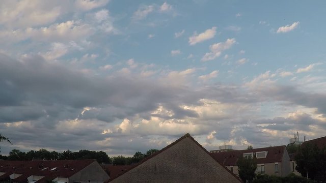 Boiling clouds in the evening light. Time lapse of the motion of high based cumulus and altocumulus clouds before sunset. A few hours later strong thunderstorms developed in the unstable airmass.