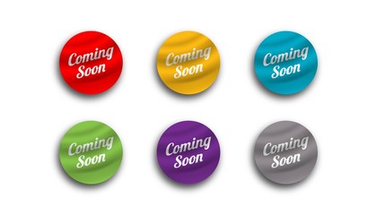 Coming soon sticker banner design vector template.