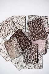Bright silver and bronze paint drawings powder coatings