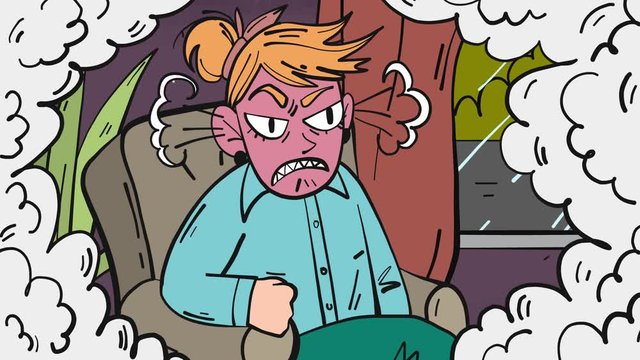 angry woman turns furious and blow off steam comic cartoon hd animation