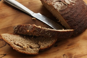 Delicious fresh rye bread on the table