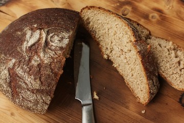 Delicious fresh rye bread on the table