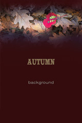 Natural autumn background for the design of signs, postcards, banners, covers and menus. Tinted photo. Selective and soft focus.