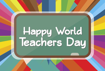 Flat Design Illustration Of World Teachers Day Template, Design Suitable For Posters, Backgrounds, Greeting Cards, World Teachers Day Themed
