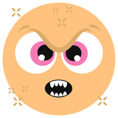 
Vector of angry emoticon, horror emotion in trendy flat style 
