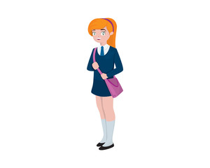 Girl Student with Uniform Ready to Go to School Illustration