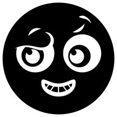 
Confused emoticon vector, solid icon design of winky 
