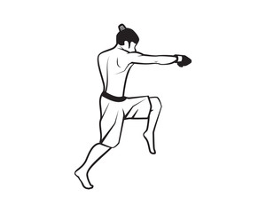 Fototapeta na wymiar MMA Fighter Illustration with Silhouette Style