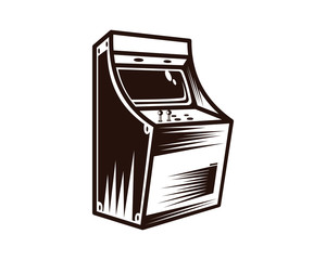 Retro Arcade Game Machine Illustration with Silhouette Style
