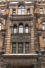 Facade of vintage classical building in Saint Petersburg