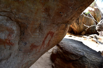 A rock structure in the Cederberg Mountain area of South Africa offering an ancient San rock painting