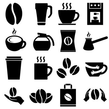 Coffee icon, coffee shop logo isolated on white background