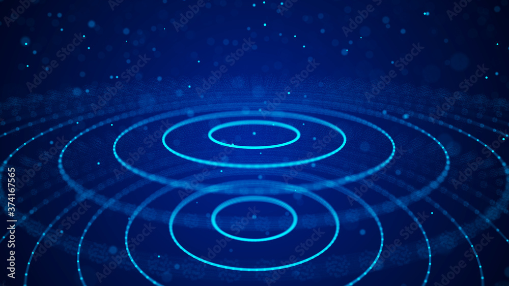 Poster Abstract background with connecting dots and lines. Futuristic particles background. Big data visualization. 3D rendering.