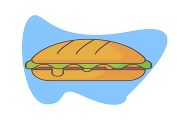 Hamburger Flat Design Illustration, Suitable Design For Fast Food and Junk Food Themed