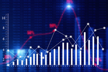 2d rendering Stock market online business concept. business Graph 
