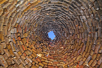 Interior of the dome of an adobe house in Harran, Turkey.