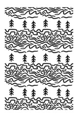Seamless pattern with waves, trees and reefs.