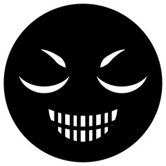
Smiling evil solid icon design for mobile apps and advertisement projects. 
