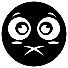 

Lips sealed emoji, flat icon design of speechless emoticon 
