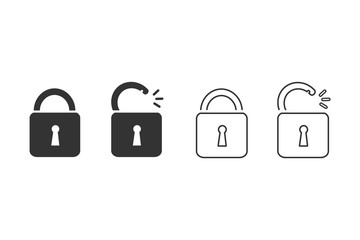 Lock line Icon set in trendy flat style isolated on black background. Security symbol for your web site design, logo, app, UI, presentation. Vector illustration