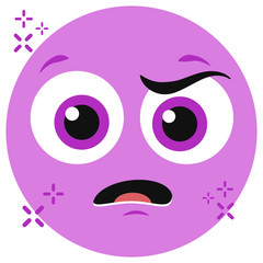 
A flat vector design of astonished emoji, emoticon in flat style 
