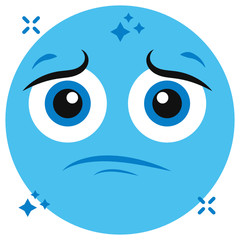 
A flat vector of sad emotag, facial expression 
