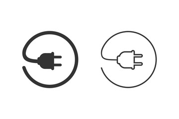 Plug vector line icon set, electric symbol. Simple, flat design for web or mobile app