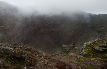 Vesuvius volcano smoking crater view