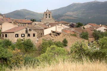 Fototapeta premium Church and Village of Horcajuelo de la Sierra; Madrid