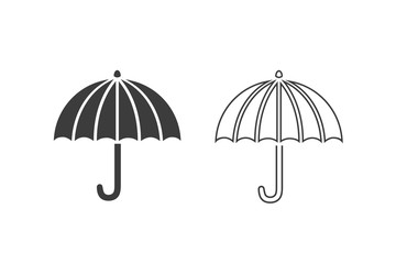 Umbrella line icon set vector illustration