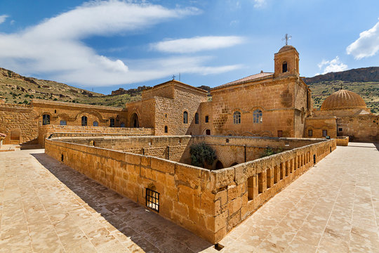Historical Dayrul Zafaran Syrian Orthodox monastery complex in Mardin, Turkey.