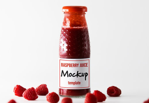 Raspberry Juice Bottle Mockup
