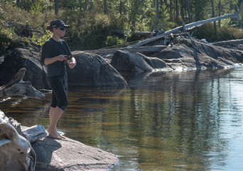Big cracked stones and granite rocks debris.