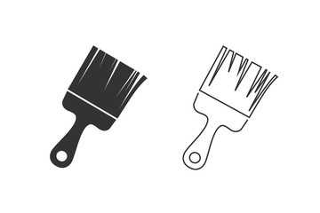 Paint brush line icon set symbol vector illustration