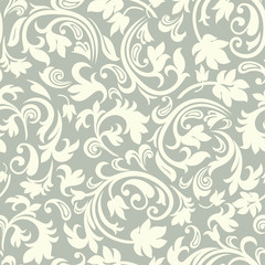 Fototapeta na wymiar Seamless brown background with light pattern in baroque style. Vector retro illustration. Ideal for printing on fabric or paper for wallpapers, textile, wrapping. 