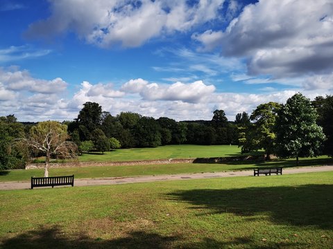 field with benches