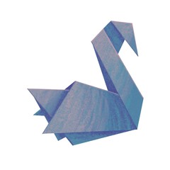 Blue paper swan. Stock illustration.